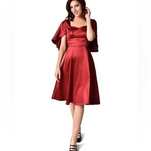 Voodoo Vixen Mariah Burgundy cape Dress